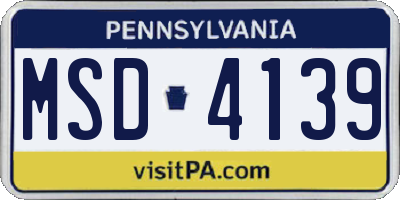PA license plate MSD4139