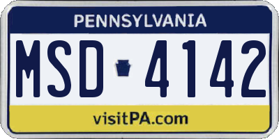 PA license plate MSD4142