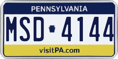 PA license plate MSD4144