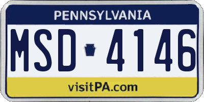 PA license plate MSD4146