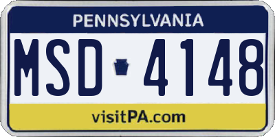 PA license plate MSD4148
