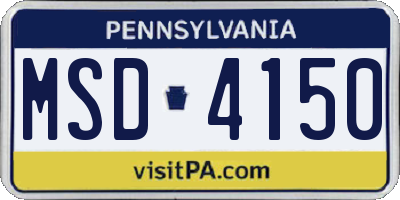PA license plate MSD4150