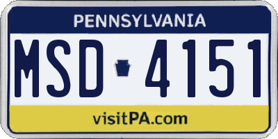 PA license plate MSD4151
