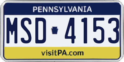PA license plate MSD4153