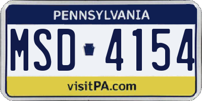 PA license plate MSD4154