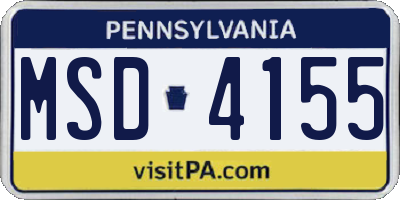 PA license plate MSD4155