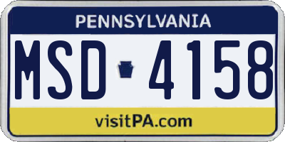PA license plate MSD4158