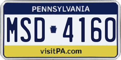 PA license plate MSD4160