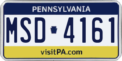 PA license plate MSD4161