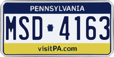 PA license plate MSD4163