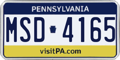 PA license plate MSD4165