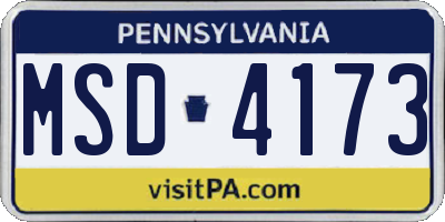 PA license plate MSD4173