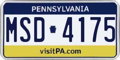 PA license plate MSD4175