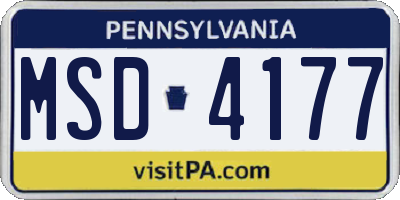 PA license plate MSD4177