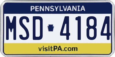 PA license plate MSD4184