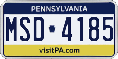 PA license plate MSD4185