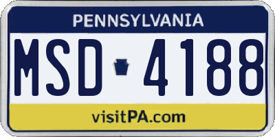 PA license plate MSD4188