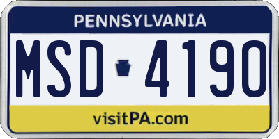 PA license plate MSD4190