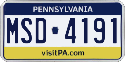 PA license plate MSD4191