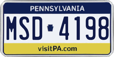 PA license plate MSD4198
