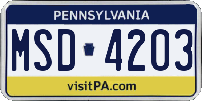 PA license plate MSD4203