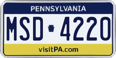 PA license plate MSD4220