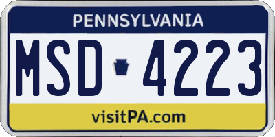 PA license plate MSD4223