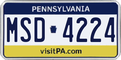PA license plate MSD4224