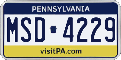 PA license plate MSD4229
