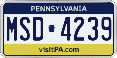PA license plate MSD4239