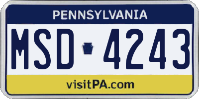PA license plate MSD4243