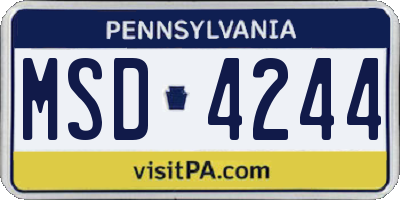 PA license plate MSD4244