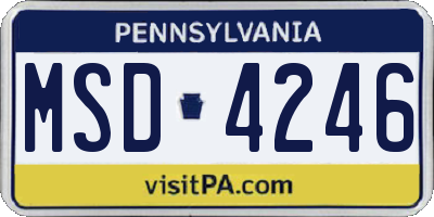 PA license plate MSD4246