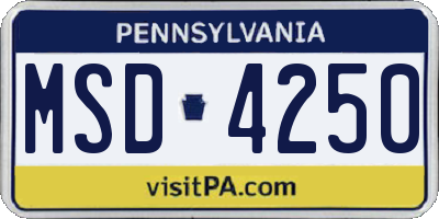 PA license plate MSD4250