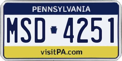 PA license plate MSD4251