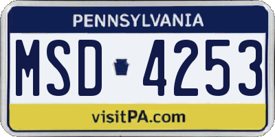 PA license plate MSD4253