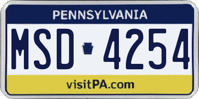 PA license plate MSD4254