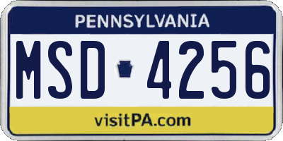PA license plate MSD4256