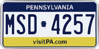 PA license plate MSD4257