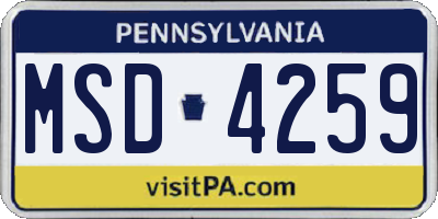 PA license plate MSD4259