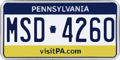 PA license plate MSD4260