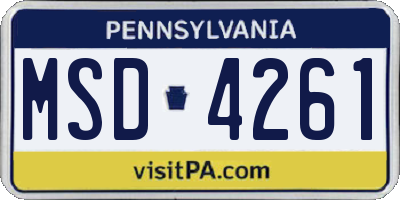 PA license plate MSD4261