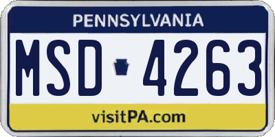 PA license plate MSD4263
