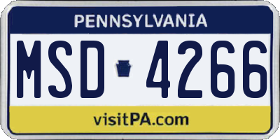 PA license plate MSD4266