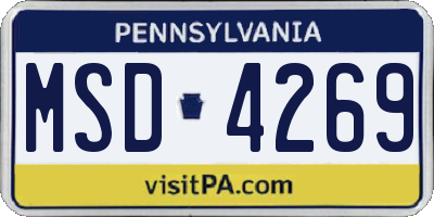 PA license plate MSD4269