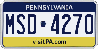 PA license plate MSD4270