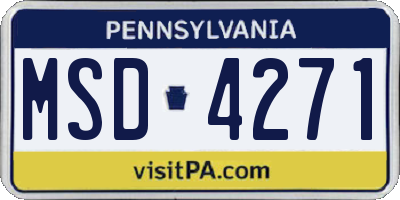 PA license plate MSD4271