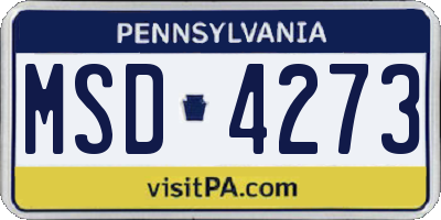 PA license plate MSD4273