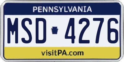 PA license plate MSD4276