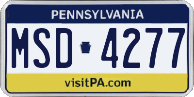 PA license plate MSD4277